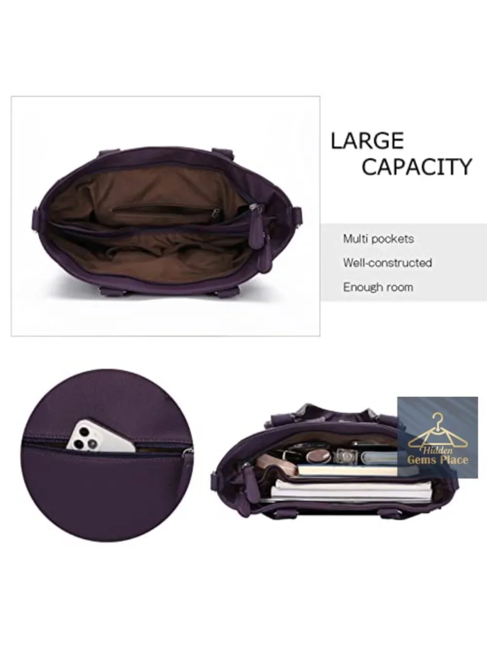 Large Vegan Leather Hobo Tote Shoulder Bag with Detachable Strap